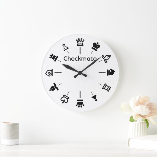 Chess Wall Klock - schaakstukjes op wit Grote Klok (Huis)