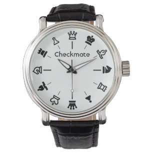 Chess Watch van Checkmate - schaakstukken op wit Horloge