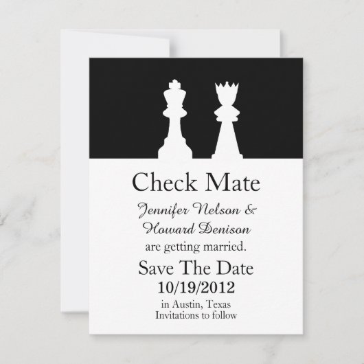 Chess Wedding Save the Date Announounding Kaart (Voorkant)