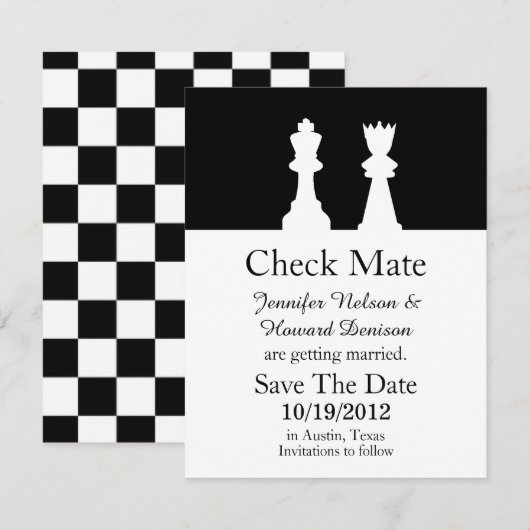Chess Wedding Save the Date Announounding Kaart (Voorkant / Achterkant)