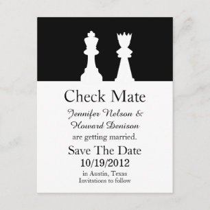 Chess Wedding Save the Date Announounding Kaart