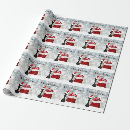Chess Winter Snow Santa Merry Kerstmis Cadeaupapier (Uitgerold)