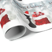 Chess Winter Snow Santa Merry Kerstmis Cadeaupapier (Rol Hoek)