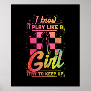 Chess Women Queen Chessfield Team speelt als een m Poster