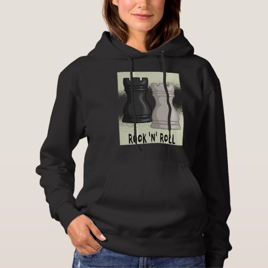Chess word game Rook and Roll with chess piece roo Hoodie (Voorkant)