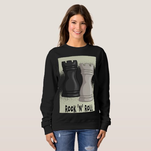 Chess word game Rook and Roll with chess piece roo Trui (Voorkant volledig)