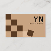 Chessboard Beige en Brown met Monogram Modern Visitekaartje (Voorkant)
