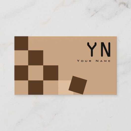 Chessboard Beige en Brown met Monogram Modern Visitekaartje (Voorkant)