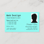 Chessboard Black en White Modern Blauwgroen met fo Visitekaartje (Achterkant)