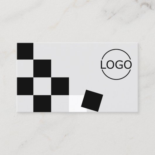 Chessboard Black Light Grey met Logo en foto Visitekaartje (Voorkant)
