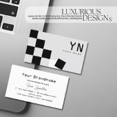 Chessboard Black Light Grey met Monogram Modern Visitekaartje