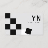 Chessboard Black Light Grey met Monogram Modern Visitekaartje (Voorkant)