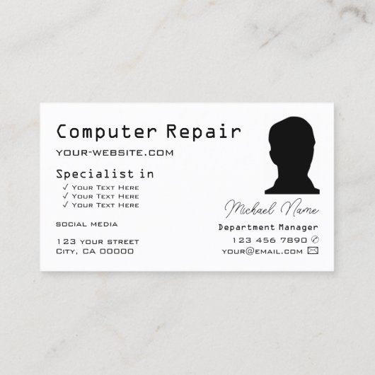 Chessboard Black Light Grey Modern met fotocel Visitekaartje (Achterkant)