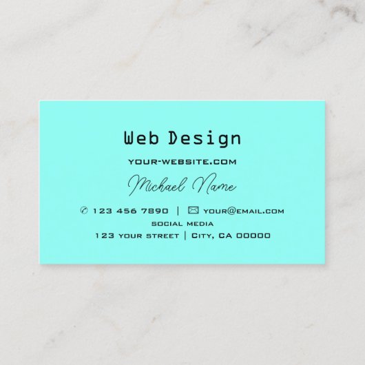 Chessboard Black White Modern Blauwgroen Professio Visitekaartje (Achterkant)