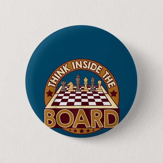 ChessBoard Citate Chess Player Thinking Game Board Ronde Button 5,7 Cm (Voorkant)