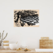 Chessboard door het kijkglas poster (Keuken)