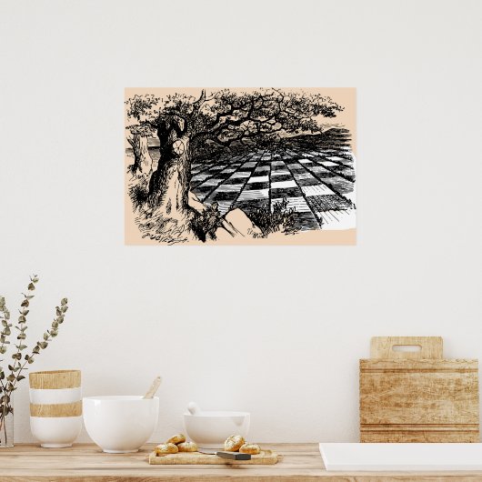 Chessboard door het kijkglas poster (Keuken)