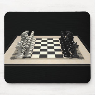 Chessboard en schaakstukken: Mousepad Muismat
