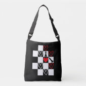 Chessboard Heart Valentijnsdag B&W Crossbody Tas (Voorkant)