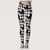 Chessboard Heart Valentijnsdag B&W Leggings (Voorkant)