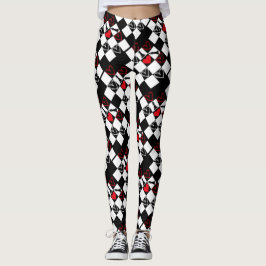 Chessboard Heart Valentijnsdag B&W Leggings