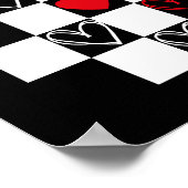 Chessboard Heart Valentijnsdag B&W Poster (Hoek)