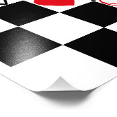 Chessboard Heart Valentijnsdag zwart-wit Foto Afdruk (Hoek)