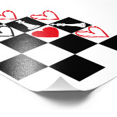 Chessboard Heart Valentijnsdag zwart-wit Foto Afdruk (Hoek)
