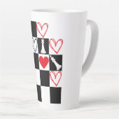 Chessboard Heart Valentijnsdag zwart-wit Latte Mok (Rechterhoek)