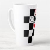 Chessboard Heart Valentijnsdag zwart-wit Latte Mok (Linkerhoek)