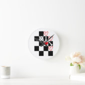 Chessboard Heart Valentijnsdag zwart-wit Ronde Klok (Huis)