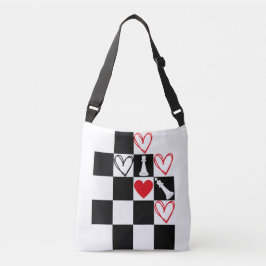 Chessboard Heart Valentijnsdag zwart-wit Tas B