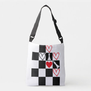 Chessboard Heart Valentijnsdag zwart-wit Tas B