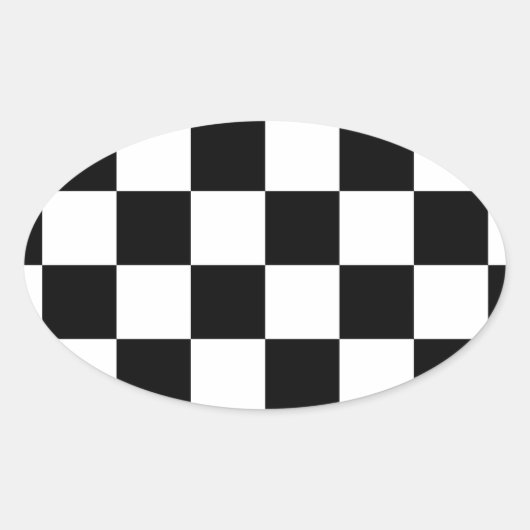 Chessboard met gerangschikte vlag voor racebestekk ovale sticker (Voorkant)