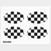 Chessboard met gerangschikte vlag voor racebestekk ovale sticker (Vel)