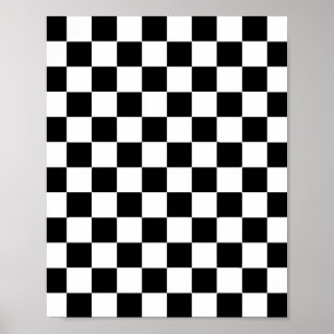 Chessboard met gerangschikte vlag voor racebestekk poster