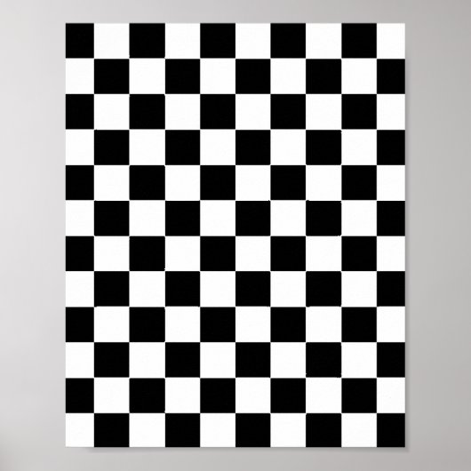Chessboard met gerangschikte vlag voor racebestekk poster (Voorkant)