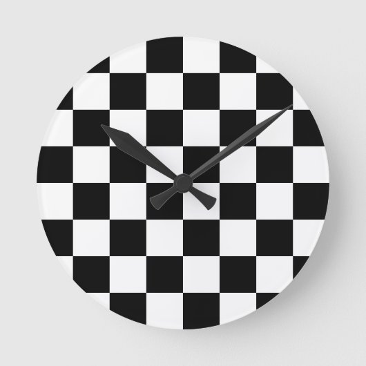 Chessboard met gerangschikte vlag voor racebestekk ronde klok (Voorkant)