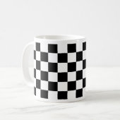 chessboard patroon zwart-wit koffiemok (Voorkant links)