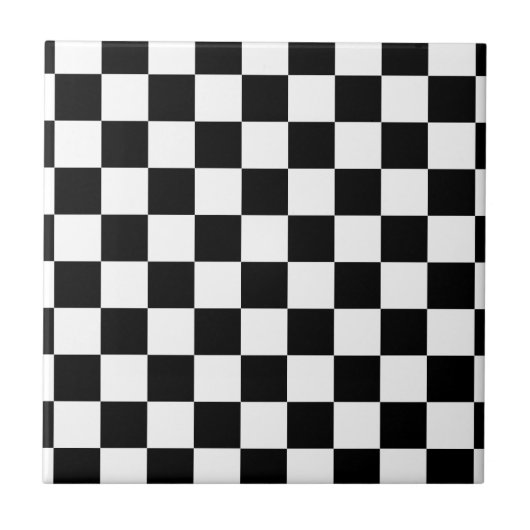 chessboard patroon zwart-wit tegeltje (Voorkant)