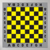 chessboard schaaktafel concurrentie geel zwart poster (Voorkant)