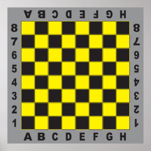 chessboard schaaktafel concurrentie geel zwart poster