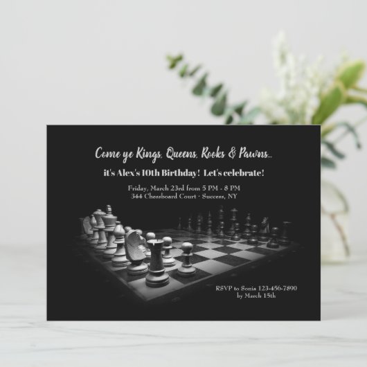 Chessboard-uitnodiging Kaart (Staand voorkant)