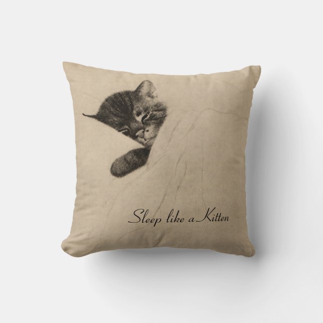 Chessie "Slaap als een Kitten" Pillow Kussen (Voorkant)
