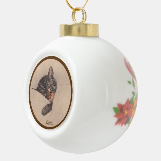 Chessie the Sleeping Kitten Ceramic Ball Ornament (Rechts)