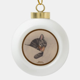 Chessie the Sleeping Kitten Ceramic Ball Ornament