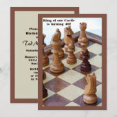 Chessmen Birthday Party Invitation Kaart (Voorkant / Achterkant)