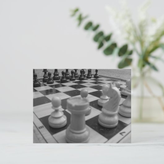 Chessset B&W Briefkaart (Staand voorkant)