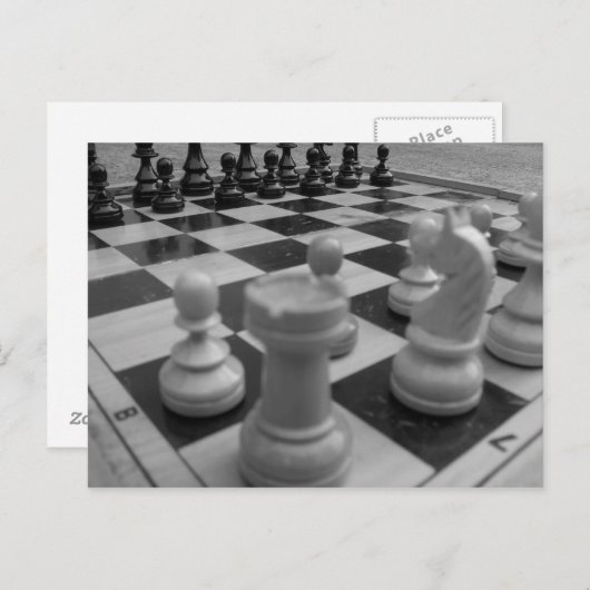 Chessset B&W Briefkaart (Voorkant / Achterkant)