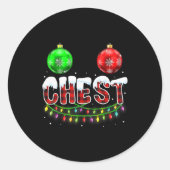 Chest Nuts Christmas Funny Matching Couple Chestnu Ronde Sticker (Voorkant)